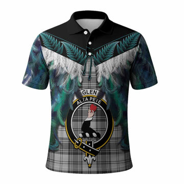 Glen Tartan Crest Polo Shirt New Zealand Maori Korowai Cloak