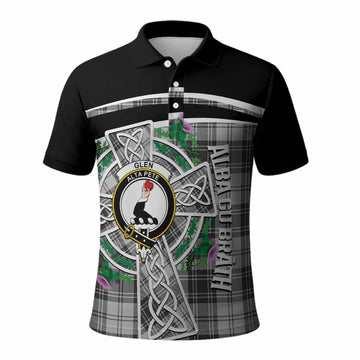 Glen Tartan Crest Polo Shirt Scottish Thistle Celtic Cross Alba Gu Brath