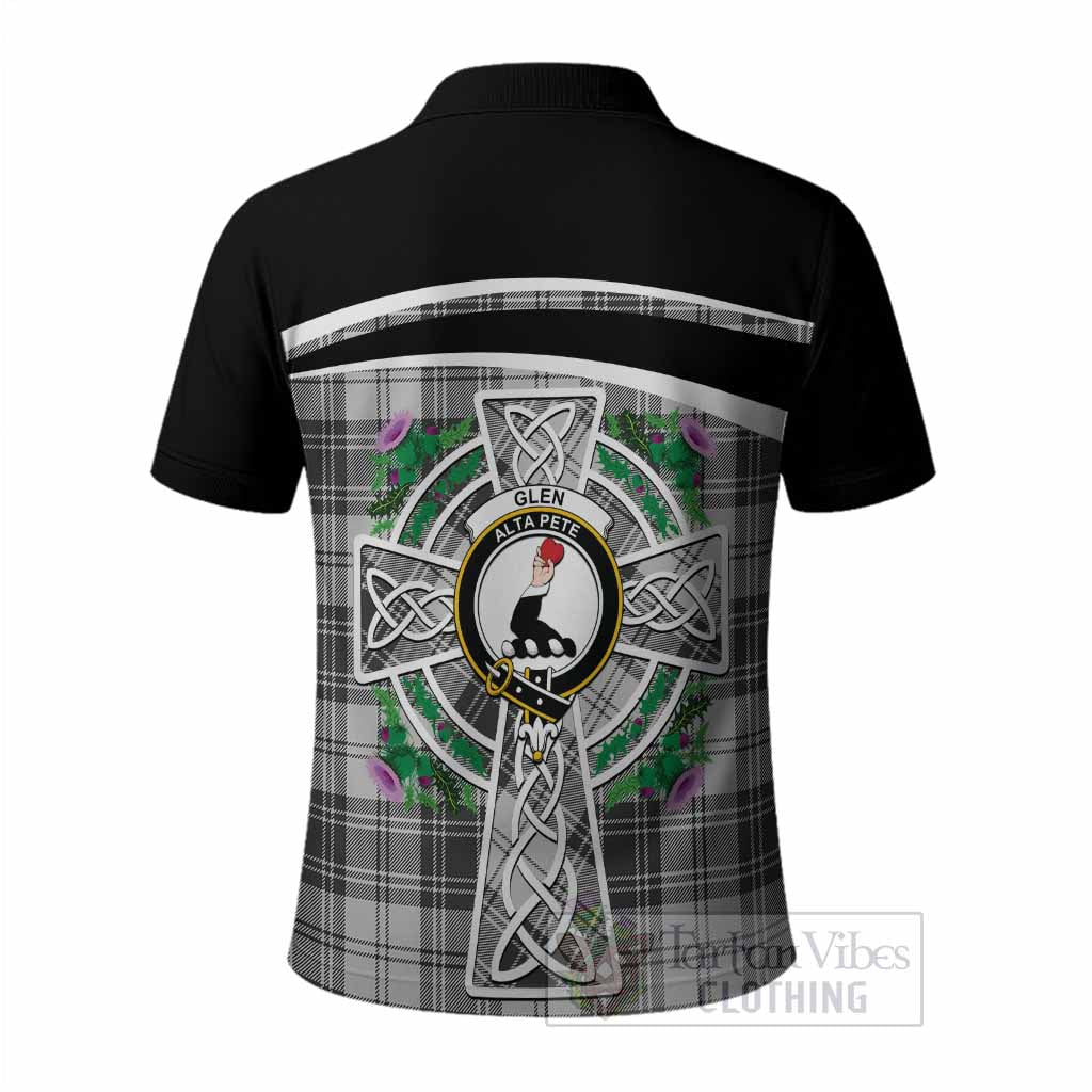 Glen Tartan Crest Polo Shirt Scottish Thistle Celtic Cross Alba Gu Brath