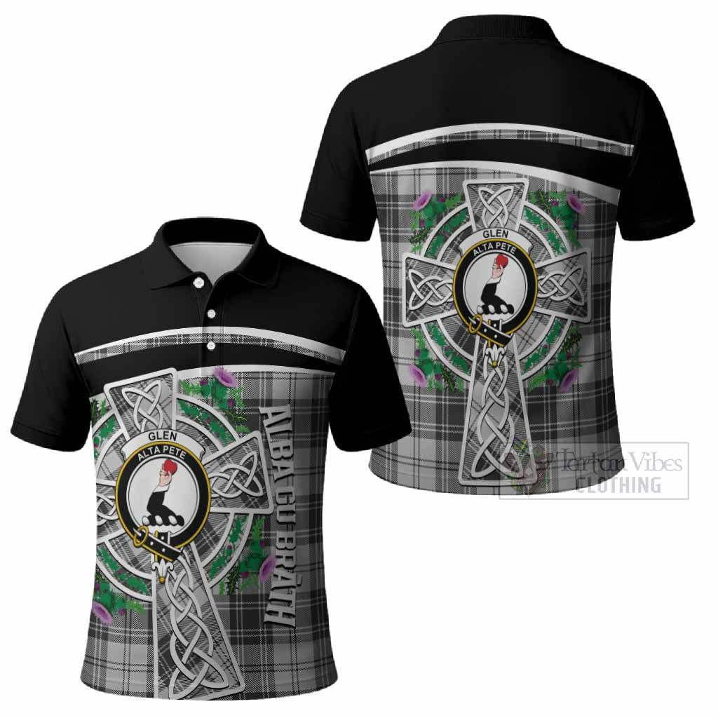 Glen Tartan Crest Polo Shirt Scottish Thistle Celtic Cross Alba Gu Brath