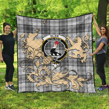 Glen Tartan Crest Premium Quilt with Scottish Iconic Symbols 