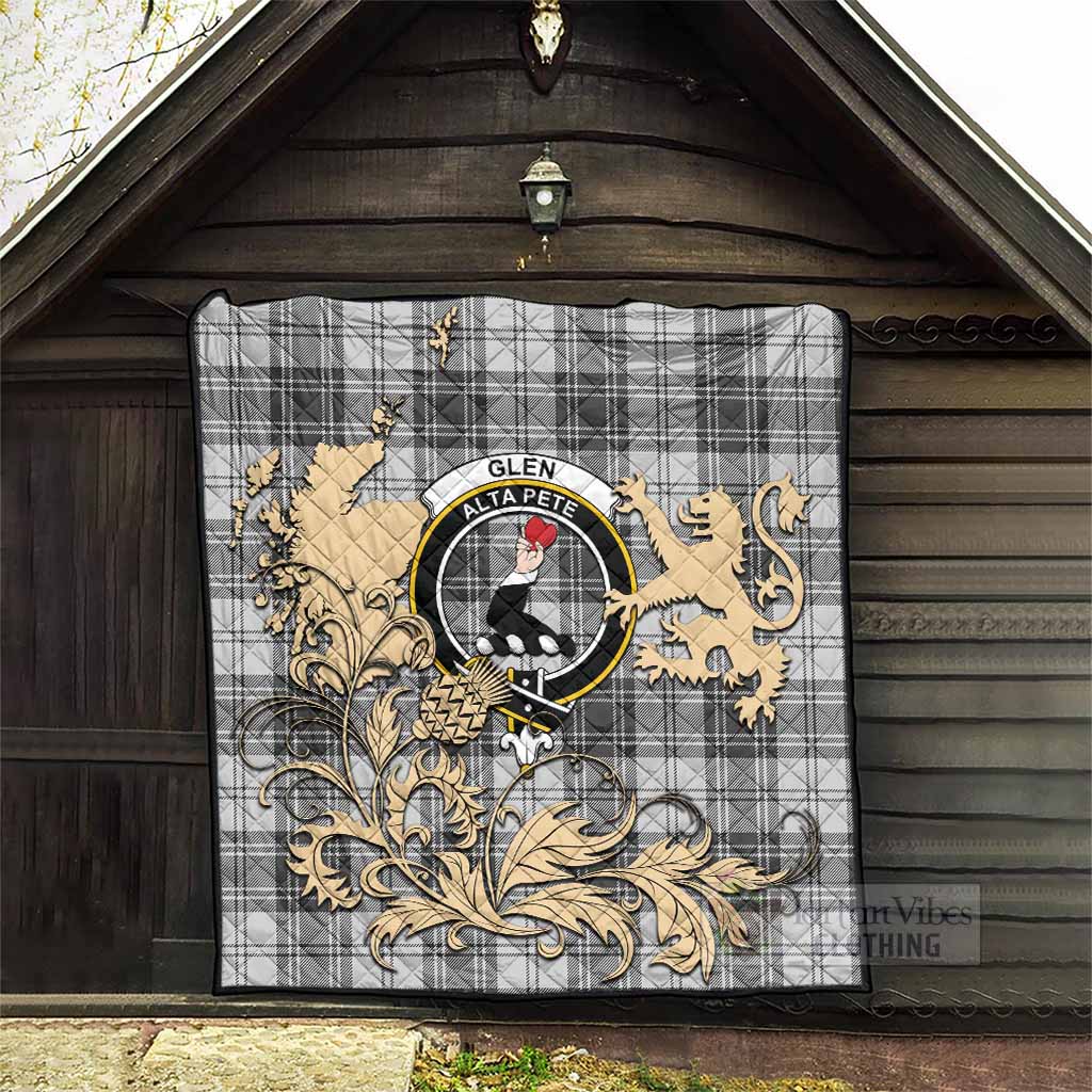 Glen Tartan Crest Premium Quilt with Scottish Iconic Symbols 