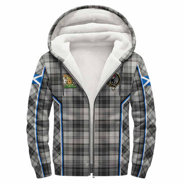 Glen Tartan Crest Sherpa Hoodie Scotland Coat of Arm Flag Style