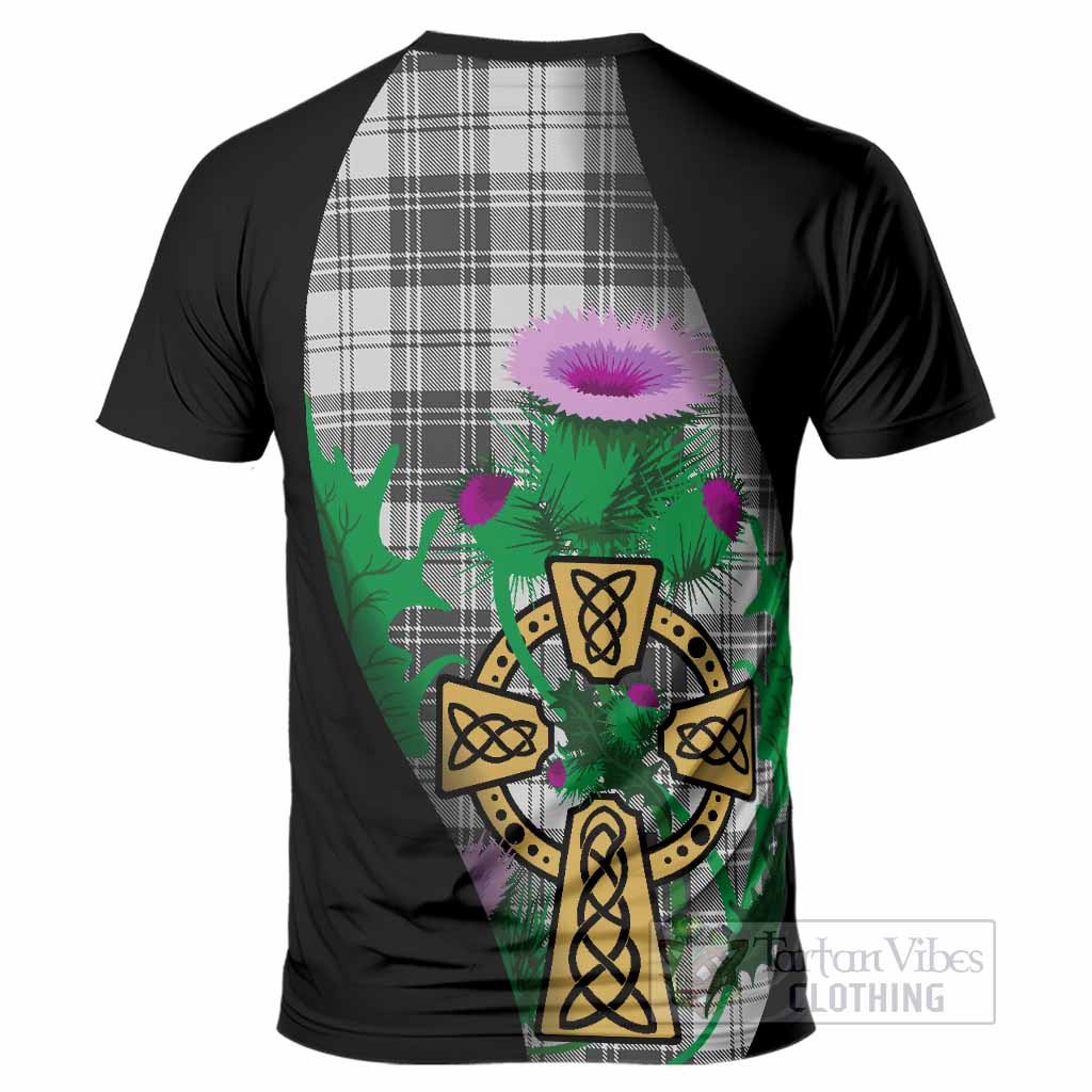 Glen Tartan Crest T-Shirt Celtic Cross Thistle Flowers