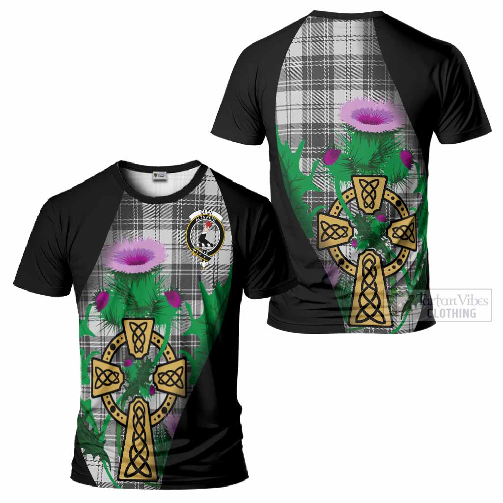 Glen Tartan Crest T-Shirt Celtic Cross Thistle Flowers