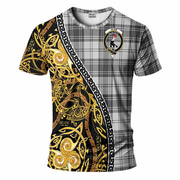 Glen Tartan Crest T-Shirt Celtic Knot and Triple Trickle Spiral Symbols