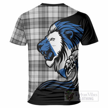 Glen Tartan Crest T-Shirt Scottish Golden Lions Wave Flow