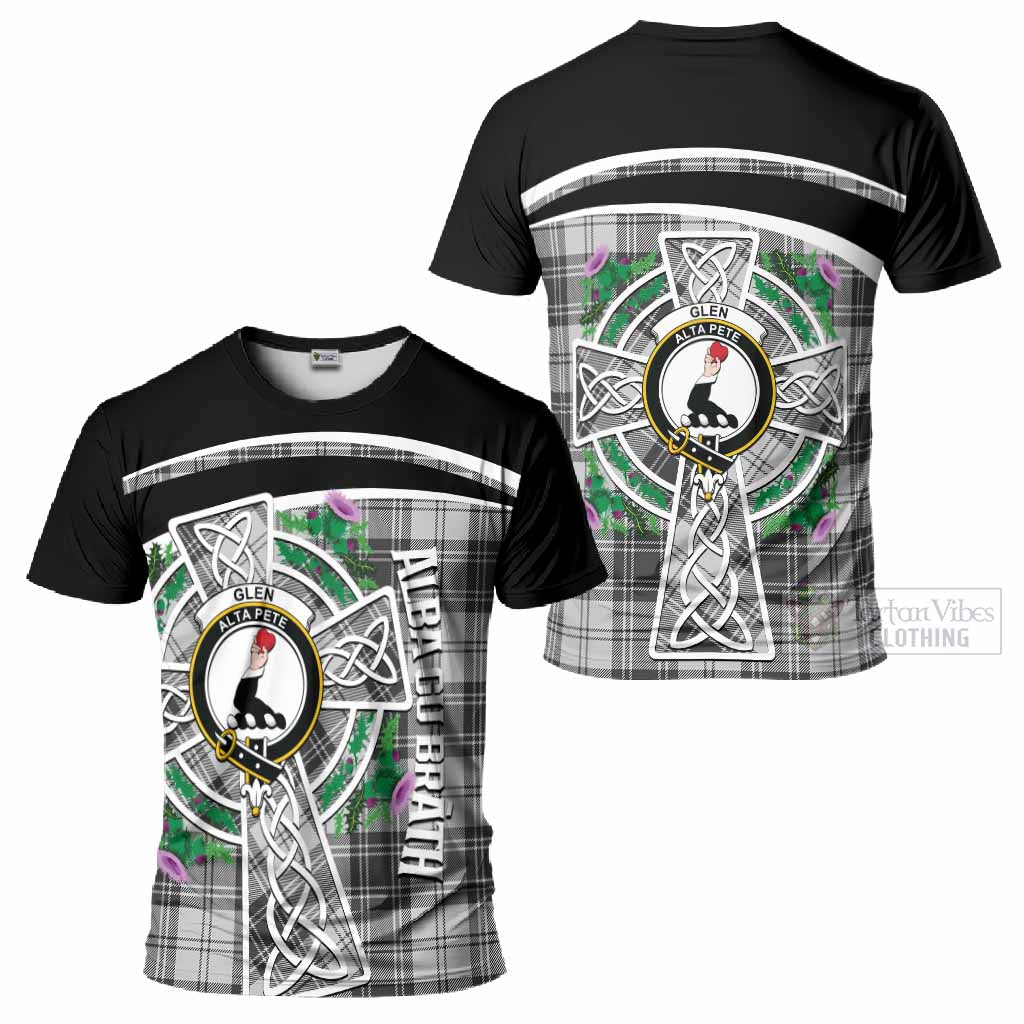 Glen Tartan Crest T-Shirt Scottish Thistle Celtic Cross Alba Gu Brath
