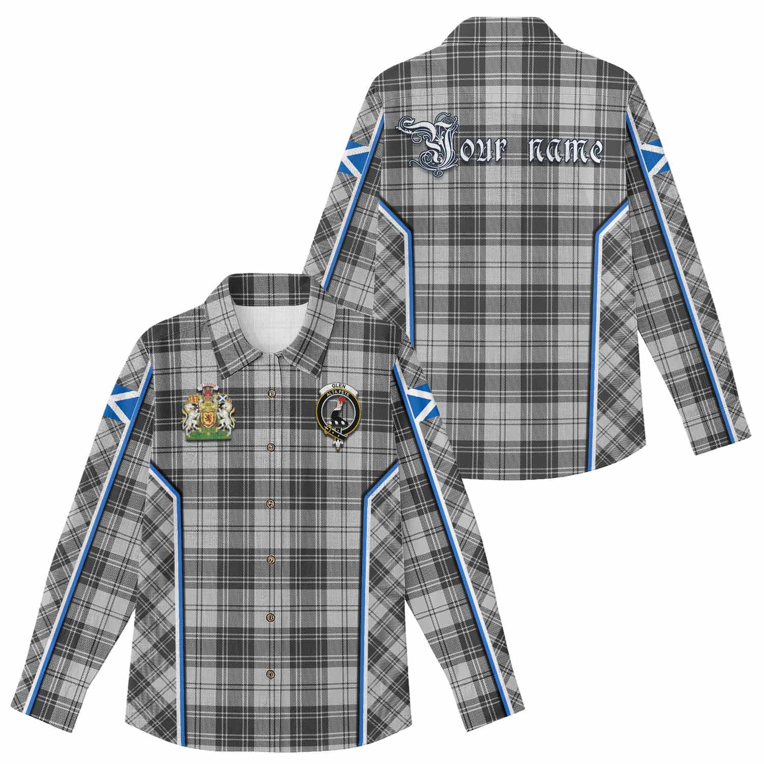 Glen Tartan Crest Women Casual Shirt Scotland Coat of Arm Flag Style - Tartan Vibes Clothing