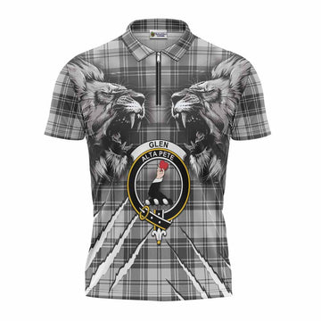 Glen Tartan Crest Zipper Polo Shirt Ferocious Lion Style