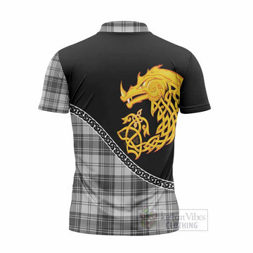 Glen Tartan Crest Zipper Polo Shirt Legendary Dragon Knot Half Style