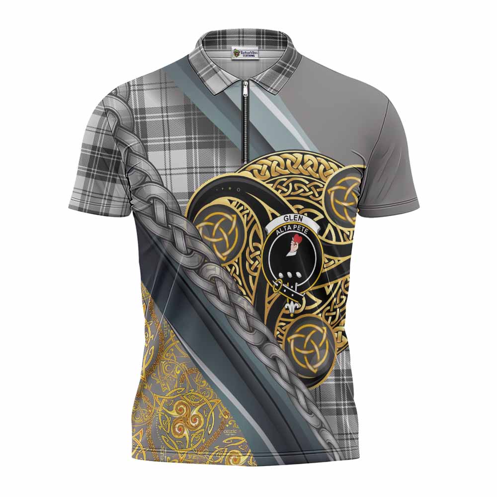 Glen Tartan Crest Zipper Polo Shirt Scottish Triskele Celtic