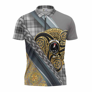 Glen Tartan Crest Zipper Polo Shirt Scottish Triskele Celtic
