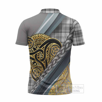 Glen Tartan Crest Zipper Polo Shirt Scottish Triskele Celtic