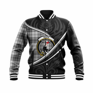 Glen Tartan Family Crest Baseball Jacket Celtic Scottish Thistle Floral