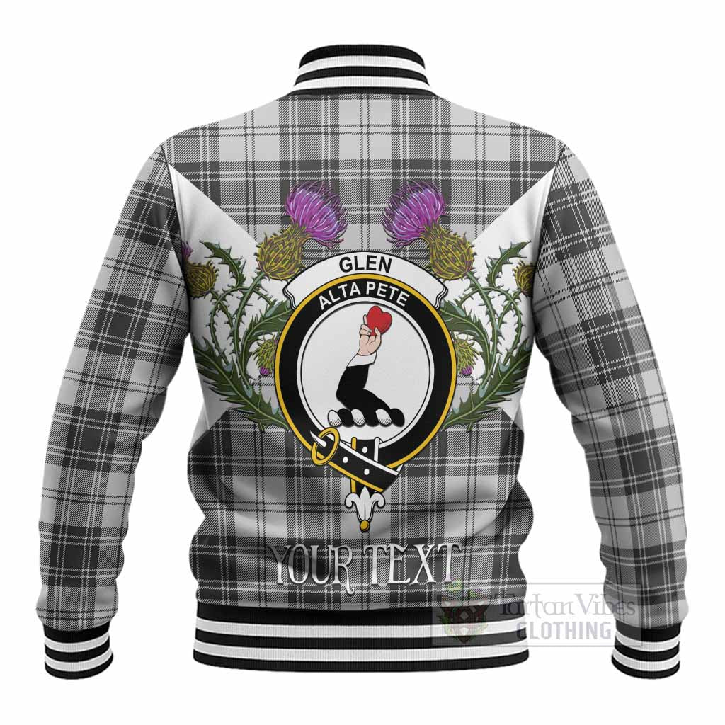 Glen Tartan Family Crest Baseball Jacket Scottish Burns Night Thistle Floral