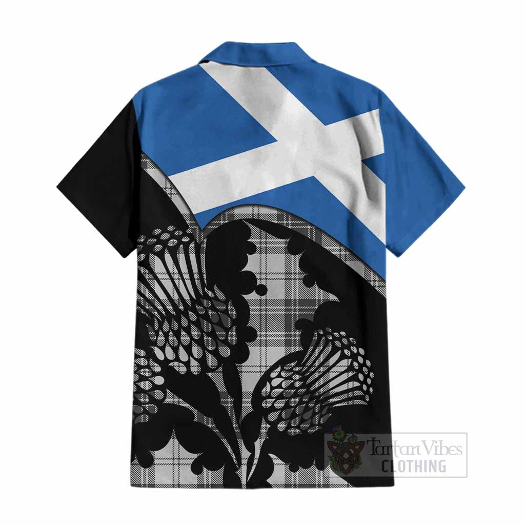 Glen Tartan Family Crest Cotton Hawaiian Shirt Scotland Thistle Floral Flag Style