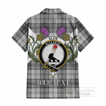 Glen Tartan Family Crest Cotton Hawaiian Shirt Scottish Burns Night Thistle Floral