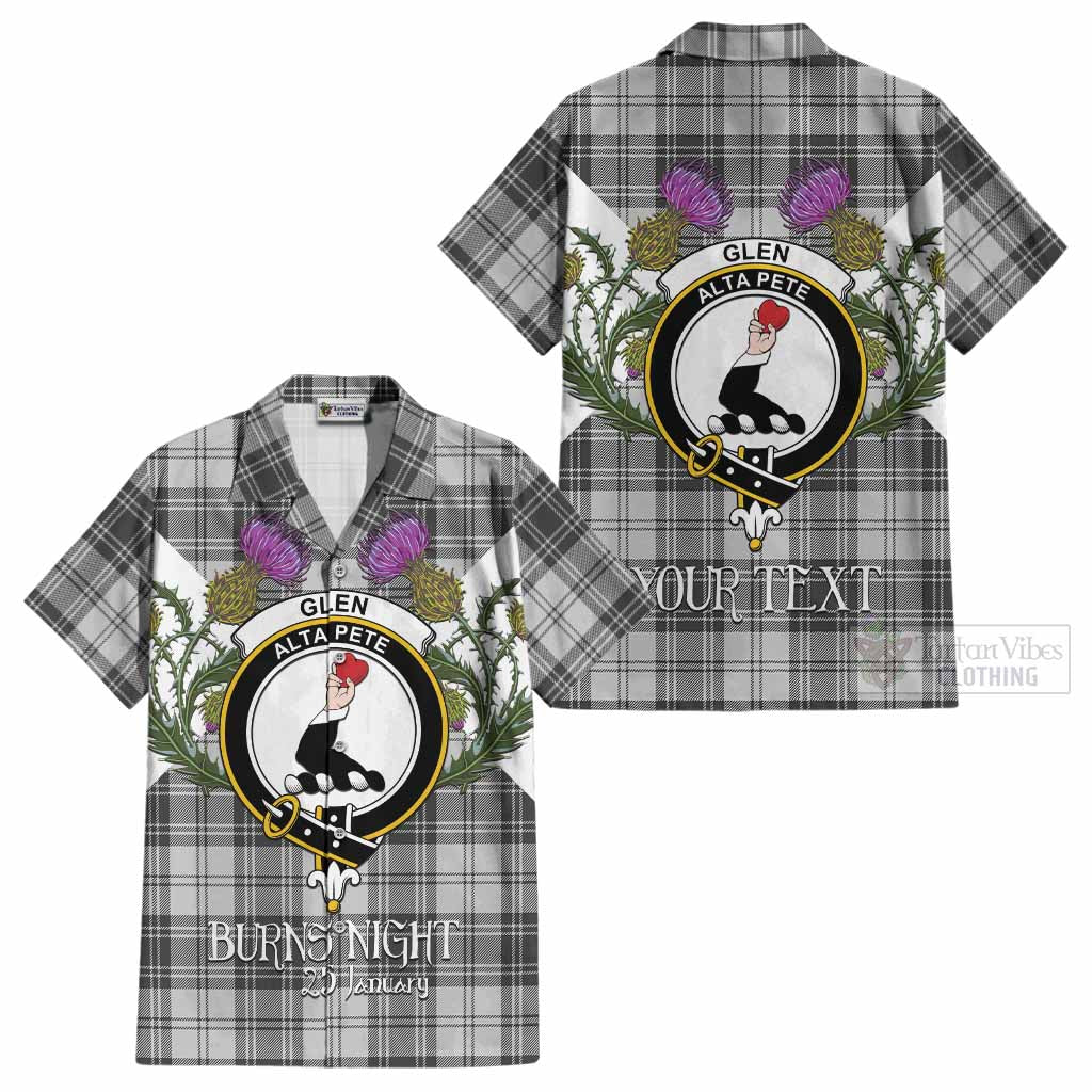 Glen Tartan Family Crest Cotton Hawaiian Shirt Scottish Burns Night Thistle Floral