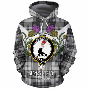 Glen Tartan Family Crest Cotton Hoodie Scottish Burns Night Thistle Floral