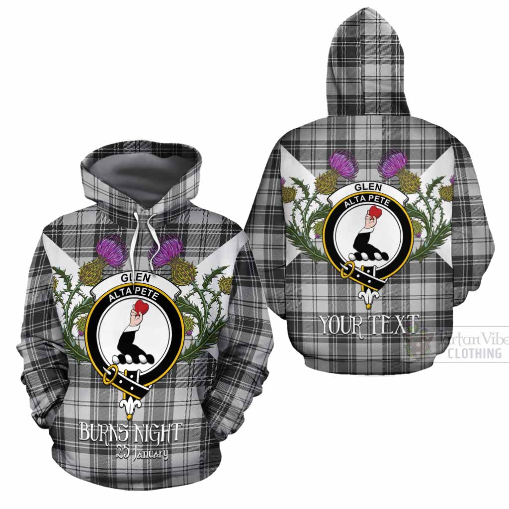 Glen Tartan Family Crest Cotton Hoodie Scottish Burns Night Thistle Floral