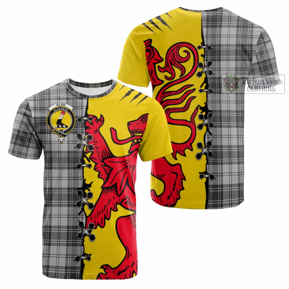 Glen Tartan Family Crest Cotton T-shirt Lion Rampant Honor - Tartan Vibes Clothing