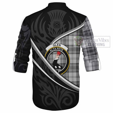 Glen Tartan Family Crest Ghillie Kilt Shirt Celtic Scottish Thistle Floral