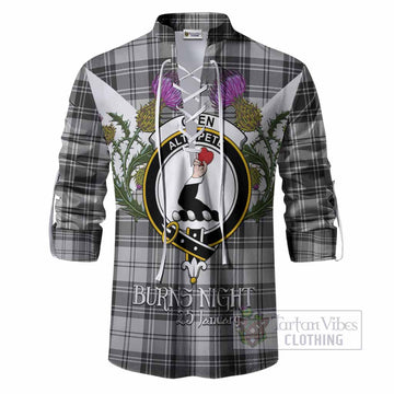 Glen Tartan Family Crest Ghillie Shirt Scottish Burns Night Thistle Floral