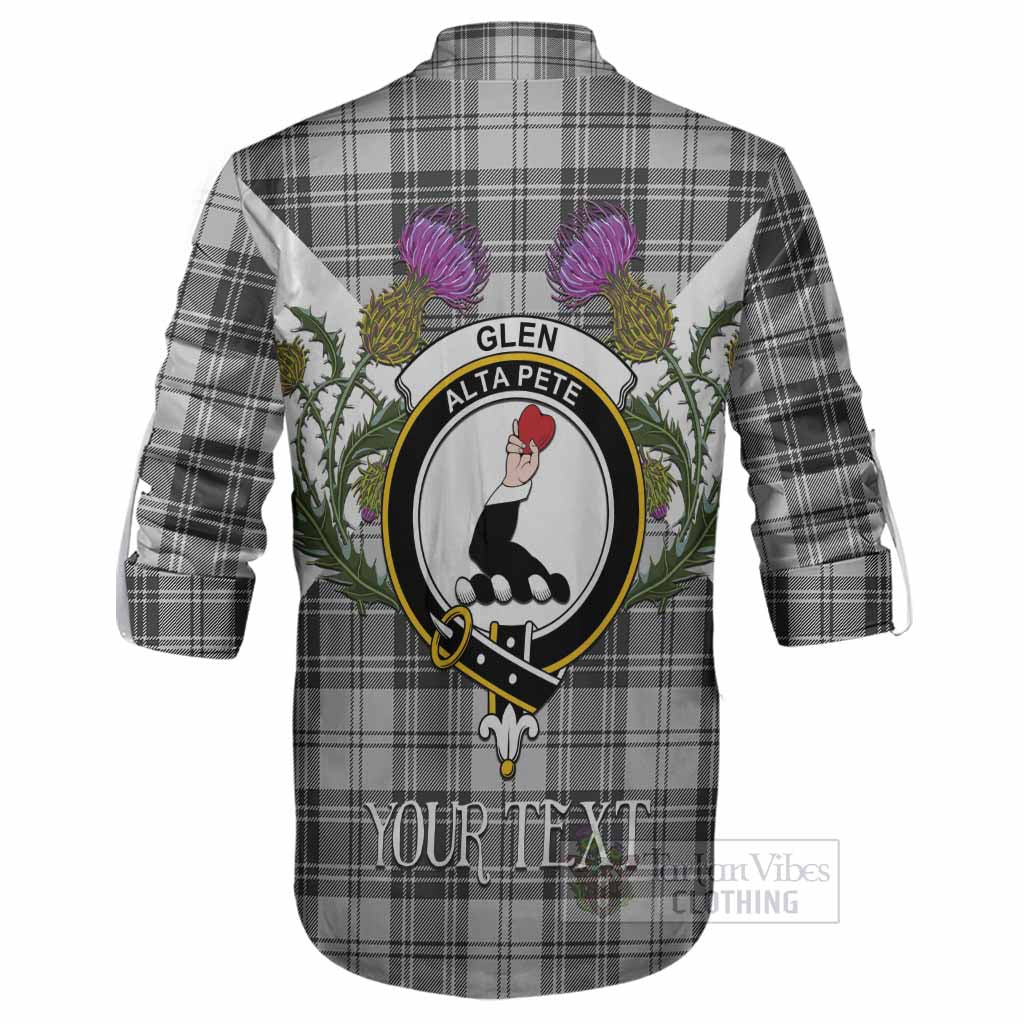 Glen Tartan Family Crest Ghillie Shirt Scottish Burns Night Thistle Floral