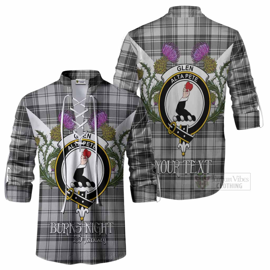 Glen Tartan Family Crest Ghillie Shirt Scottish Burns Night Thistle Floral