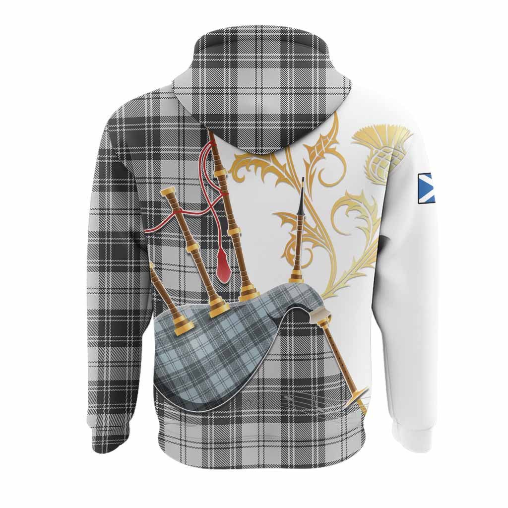 Glen Tartan Family Crest Hoodie Bagpipes with Scottish Thistle