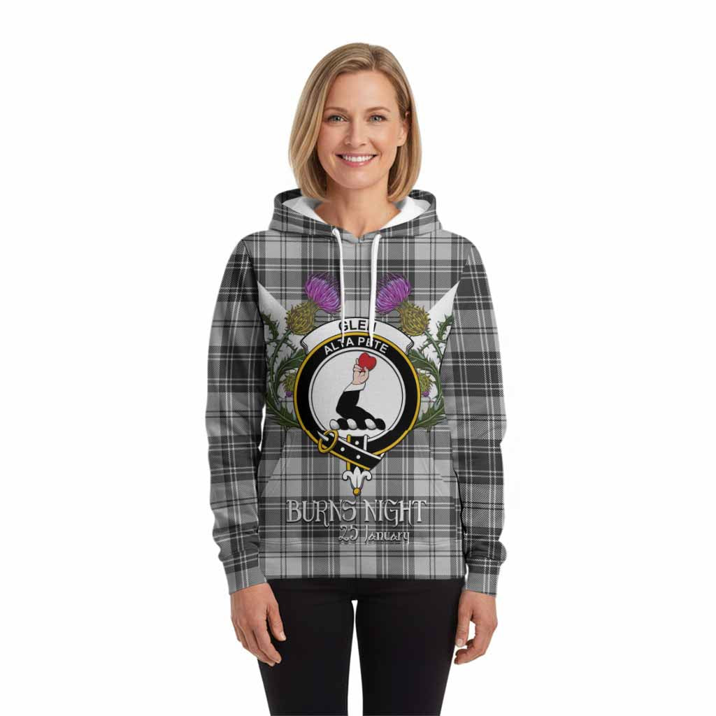 Glen Tartan Family Crest Hoodie Scottish Burns Night Thistle Floral