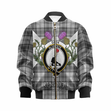 Glen Tartan Family Crest Kid Bomber Jacket Scottish Burns Night Thistle Floral