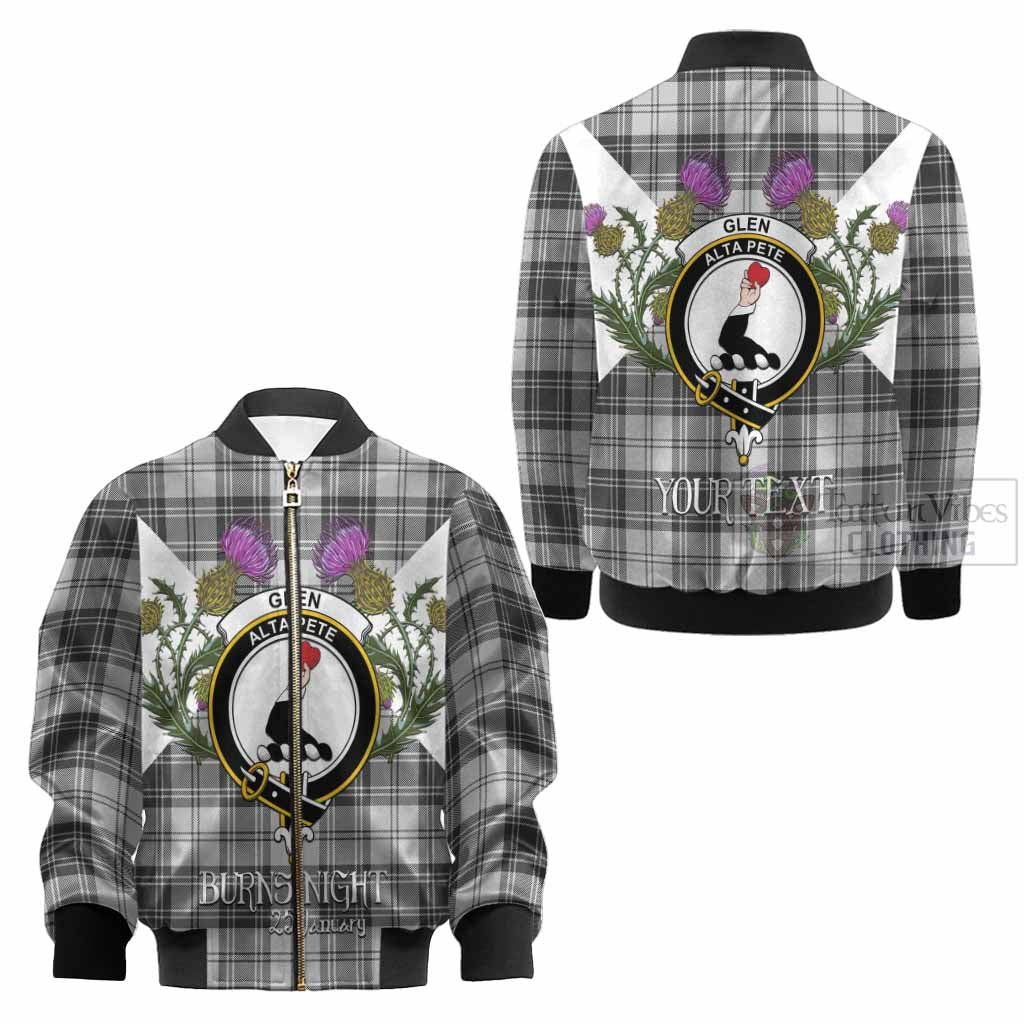 Glen Tartan Family Crest Kid Bomber Jacket Scottish Burns Night Thistle Floral