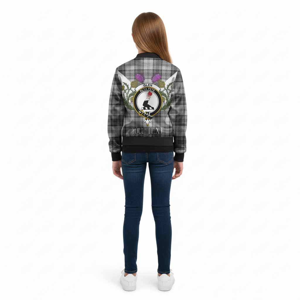 Glen Tartan Family Crest Kid Bomber Jacket Scottish Burns Night Thistle Floral