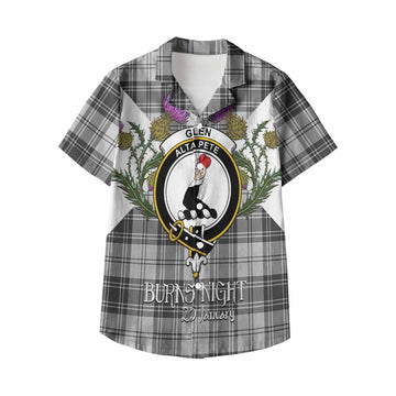 Glen Tartan Family Crest Kid Hawaiian Shirt Scottish Burns Night Thistle Floral