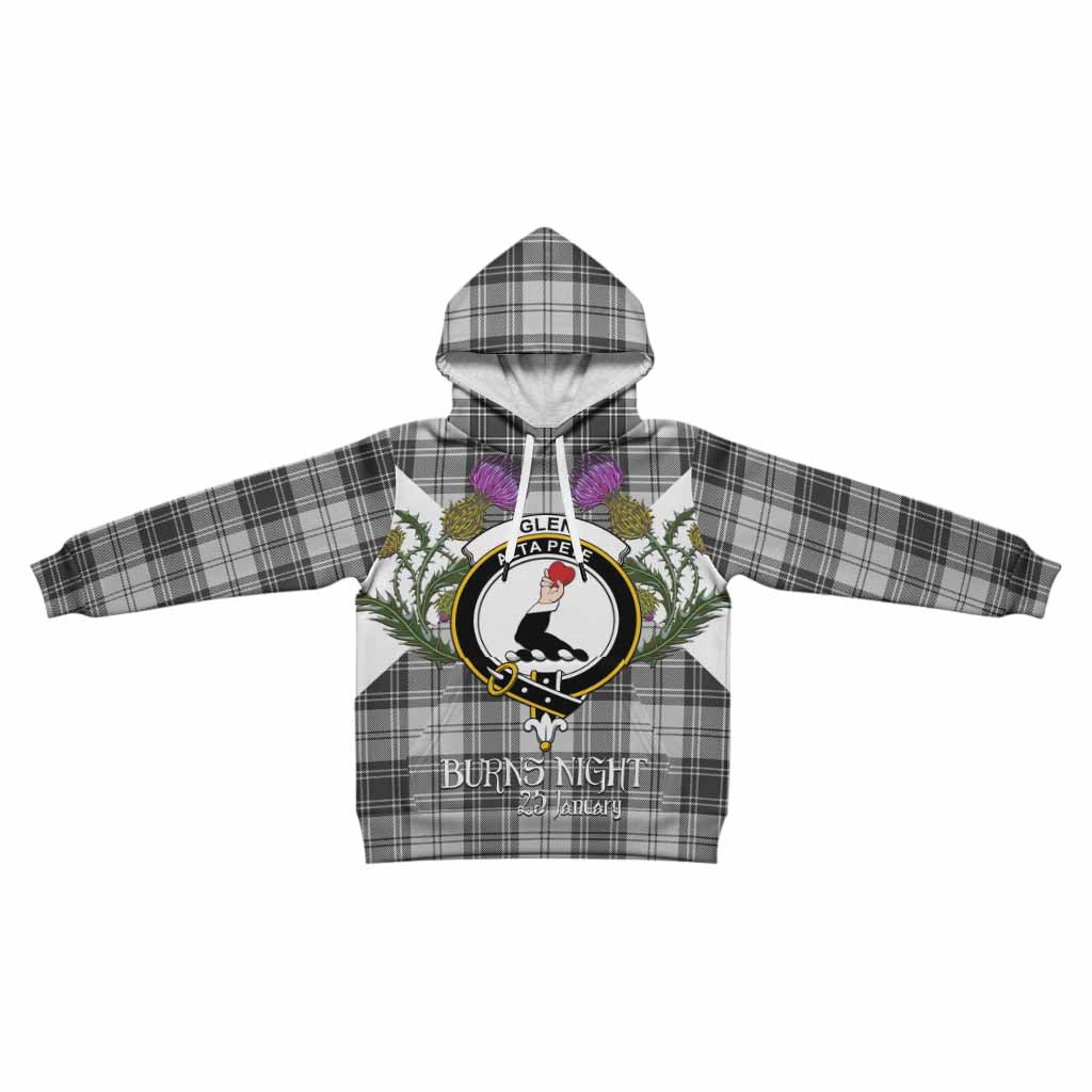 Glen Tartan Family Crest Kid Hoodie Scottish Burns Night Thistle Floral