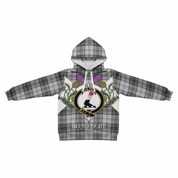 Glen Tartan Family Crest Kid Hoodie Scottish Burns Night Thistle Floral