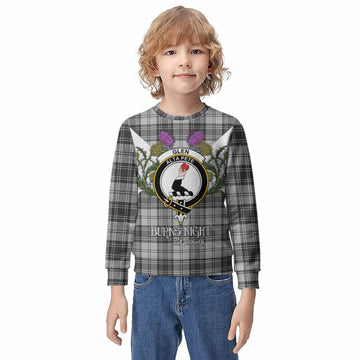 Glen Tartan Family Crest Kid Knitted Sweatshirt Scottish Burns Night Thistle Floral