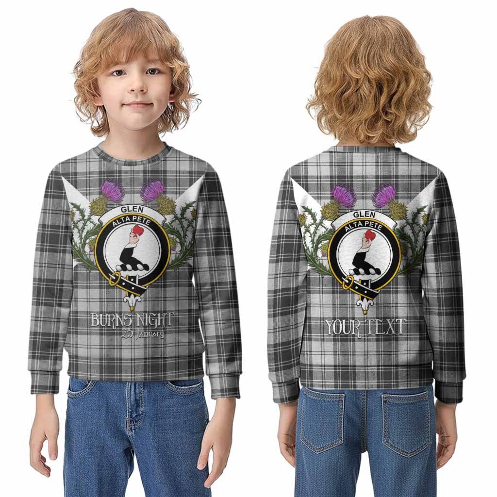 Glen Tartan Family Crest Kid Knitted Sweatshirt Scottish Burns Night Thistle Floral