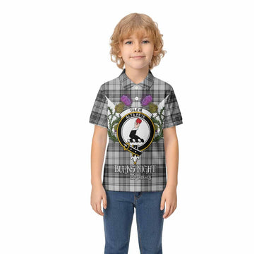 Glen Tartan Family Crest Kid Polo Shirt Scottish Burns Night Thistle Floral