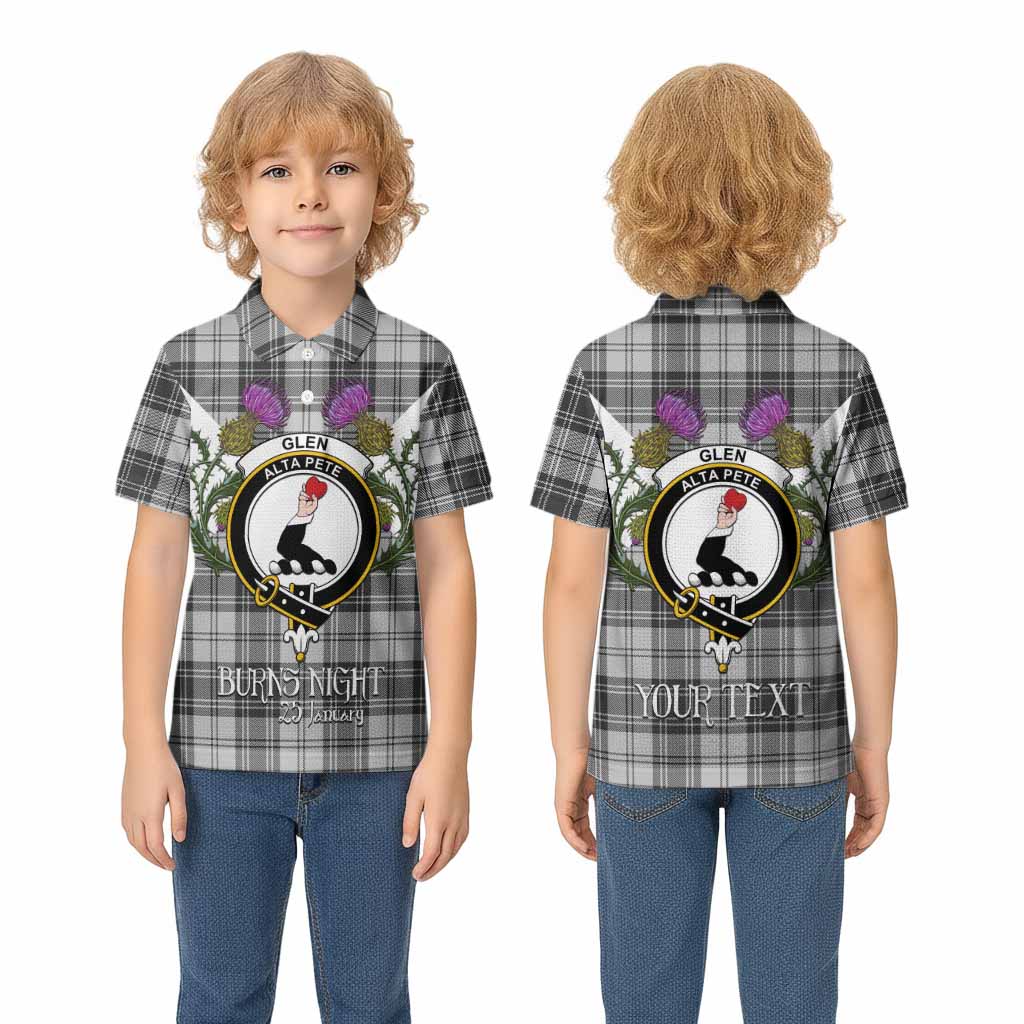 Glen Tartan Family Crest Kid Polo Shirt Scottish Burns Night Thistle Floral
