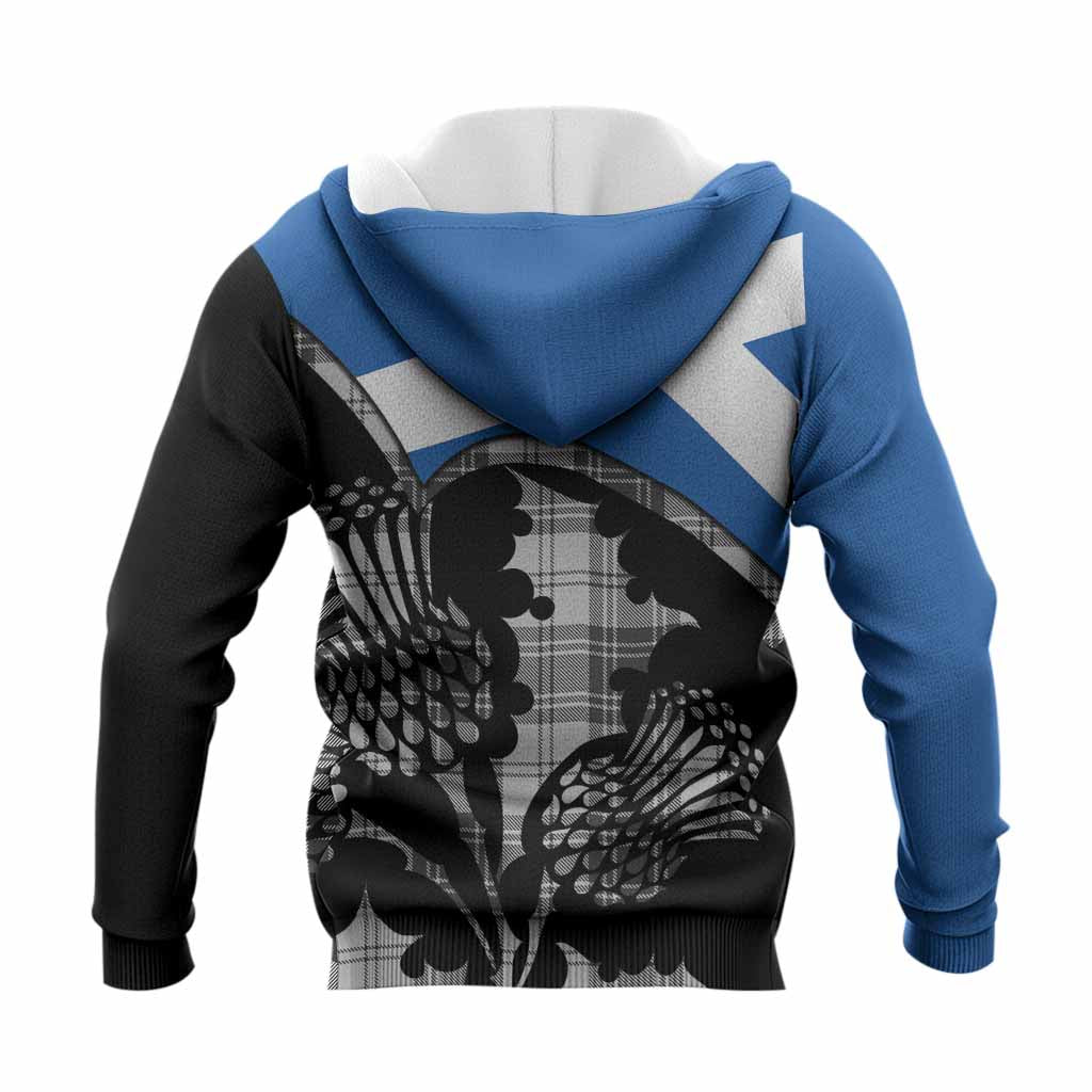 Glen Tartan Family Crest Knitted Hoodie Scotland Thistle Floral Flag Style