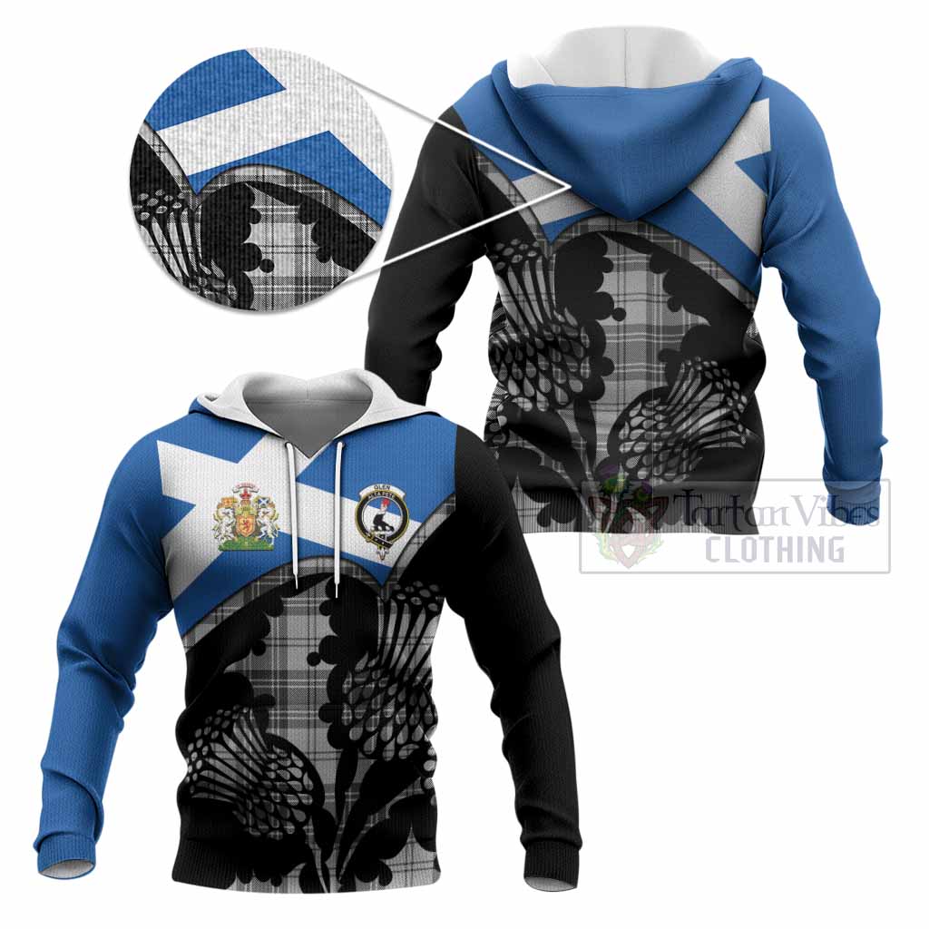 Glen Tartan Family Crest Knitted Hoodie Scotland Thistle Floral Flag Style