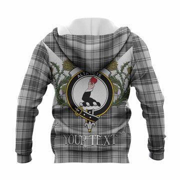 Glen Tartan Family Crest Knitted Hoodie Scottish Burns Night Thistle Floral