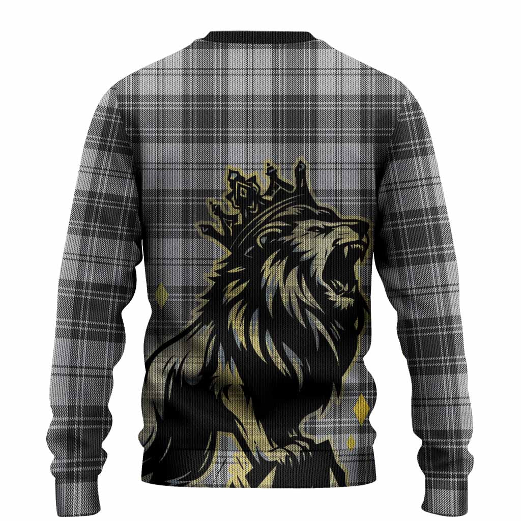 Glen Tartan Family Crest Knitted Sweater Crowned Lion Roaring