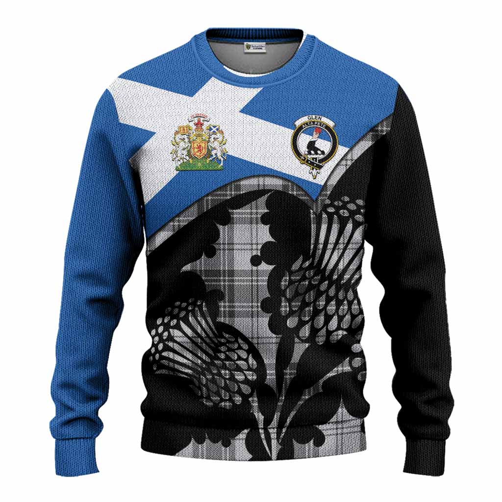 Glen Tartan Family Crest Knitted Sweater Scotland Thistle Floral Flag Style