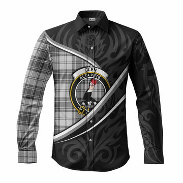 Glen Tartan Family Crest Long Sleeve Button Shirts Celtic Scottish Thistle Floral