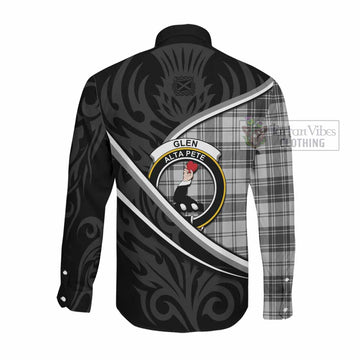 Glen Tartan Family Crest Long Sleeve Button Shirts Celtic Scottish Thistle Floral