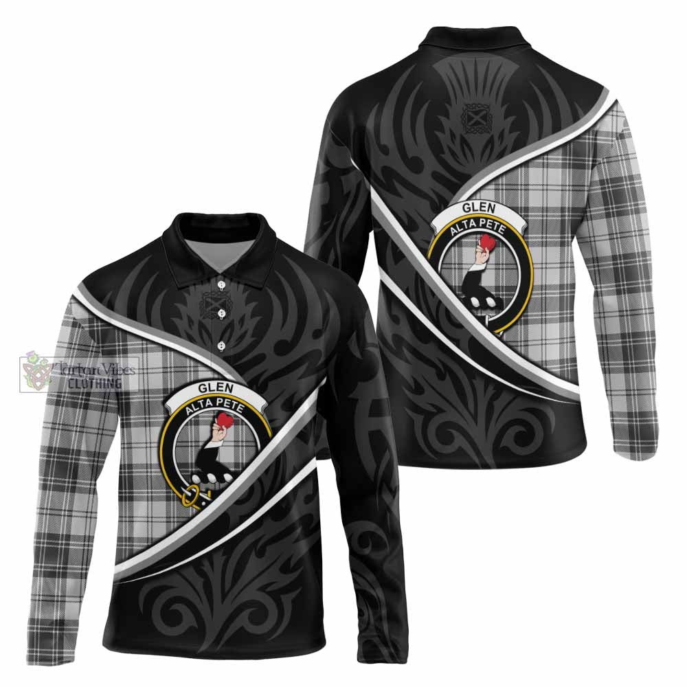 Glen Tartan Family Crest Long Sleeve Polo Shirt Celtic Scottish Thistle Floral - Tartan Vibes Clothing